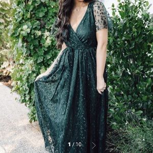 Marseille Embossed Max Dress - Dark Green